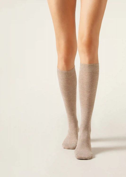 Glitter Long Socks with Cashmere